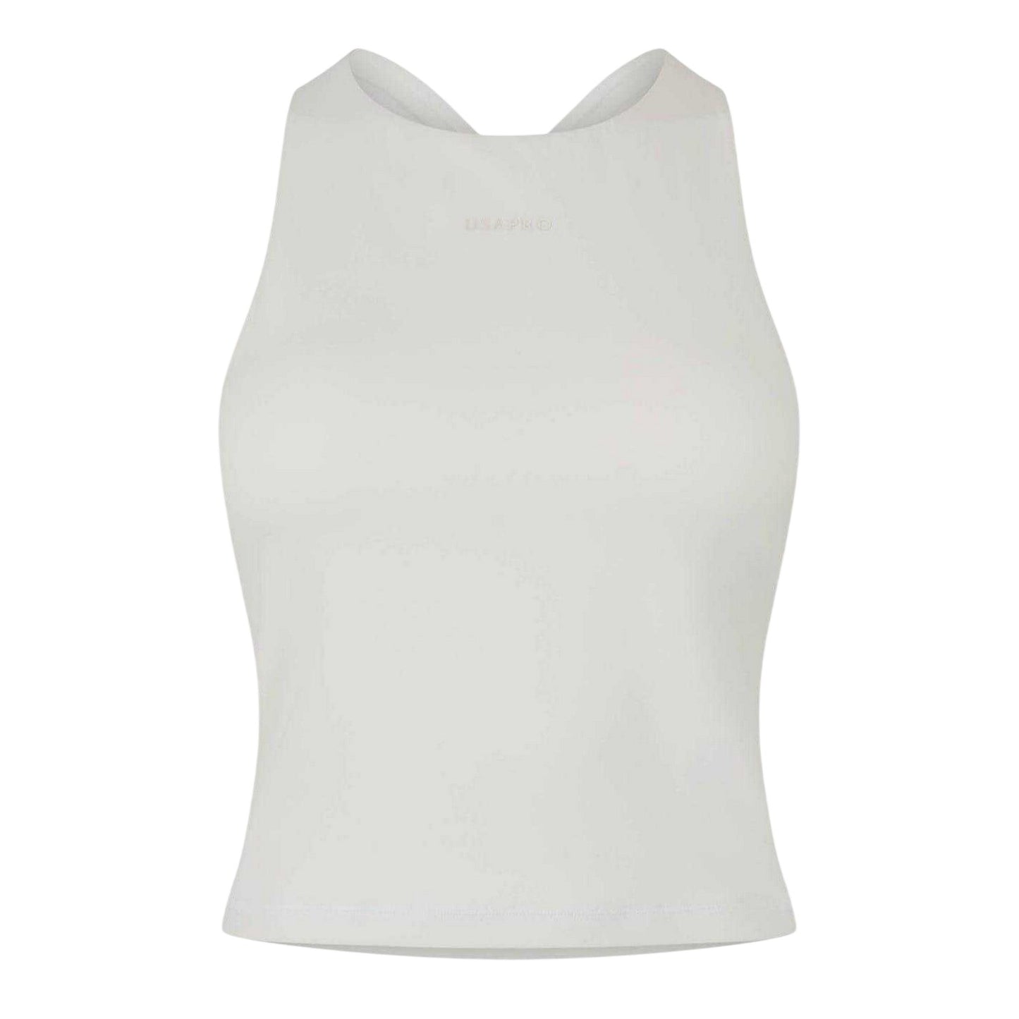 Cream - Front - USA Pro Womens-Ladies Plain Cross Back Slim Tank Top