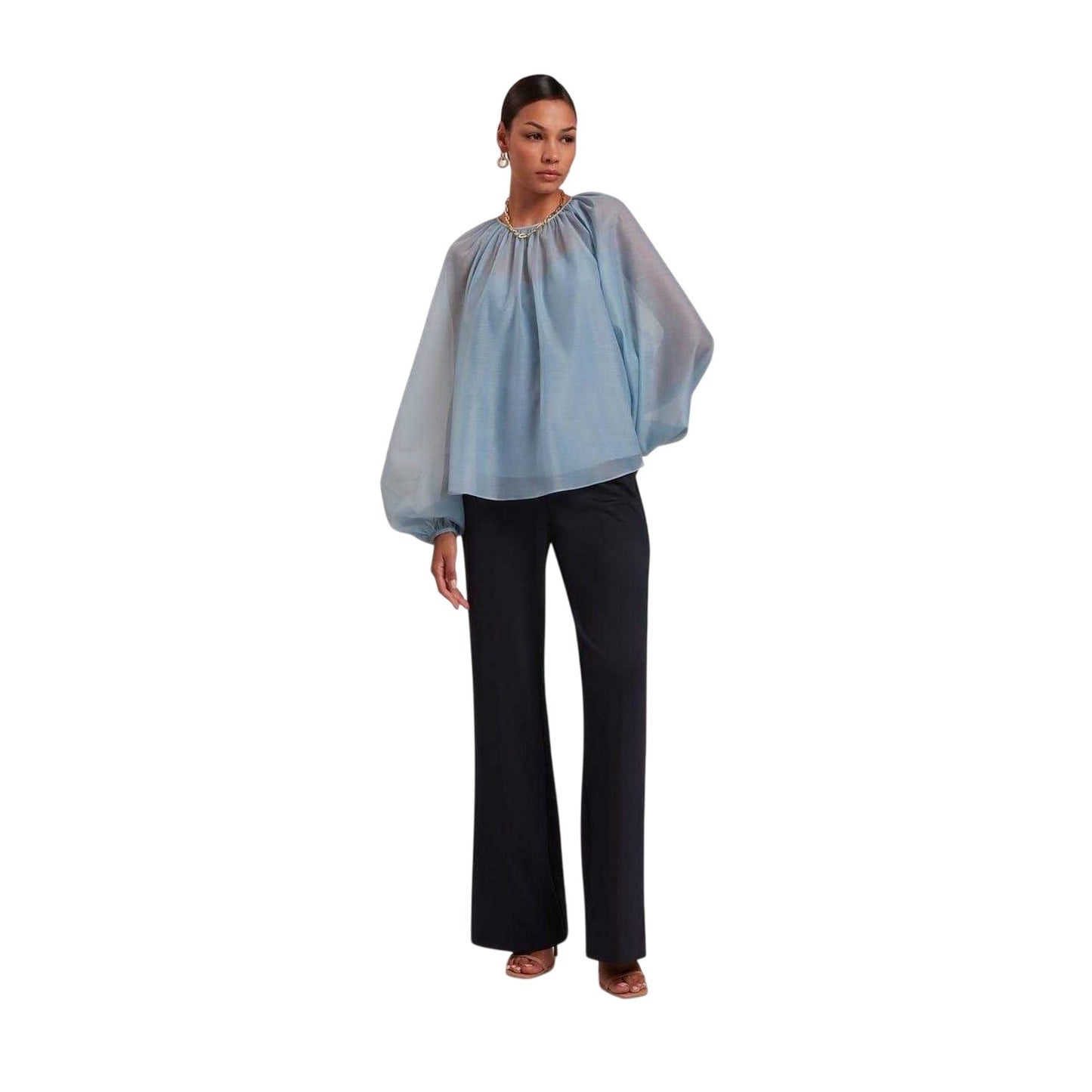 Light Blue - Side - Ted Baker Womens-Ladies Crew Neck Balloon Sleeve Blouse