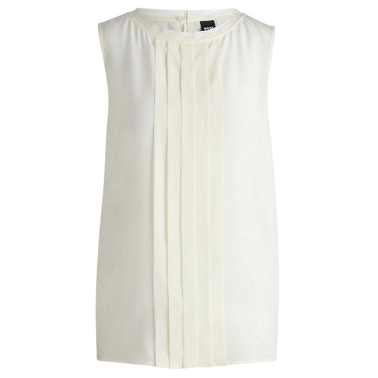 White - Front - Boss Womens-Ladies Jewel Collared Regular Sleeveless Blouse