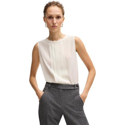White - Side - Boss Womens-Ladies Jewel Collared Regular Sleeveless Blouse