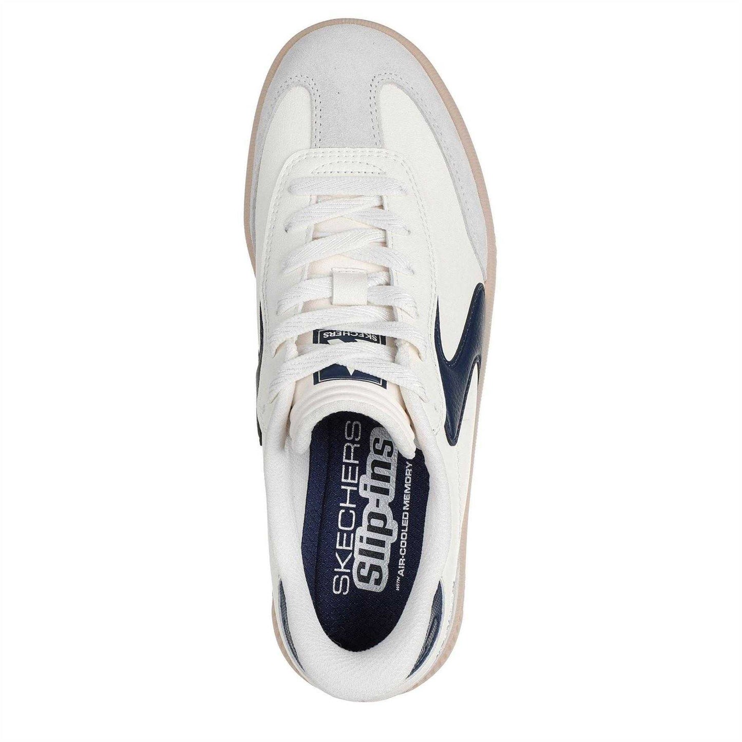 White-Navy - Lifestyle - Skechers Womens-Ladies Hotshot Leather Trainers