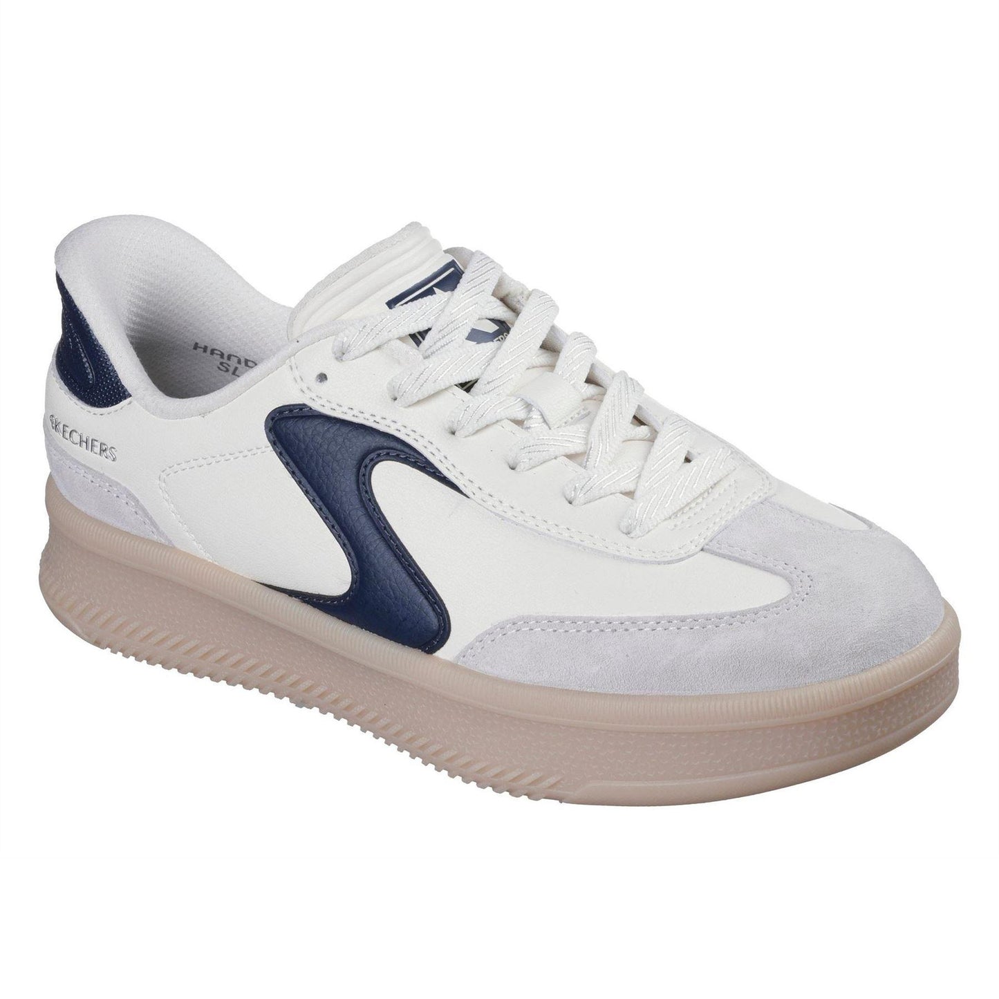 White-Navy - Pack Shot - Skechers Womens-Ladies Hotshot Leather Trainers