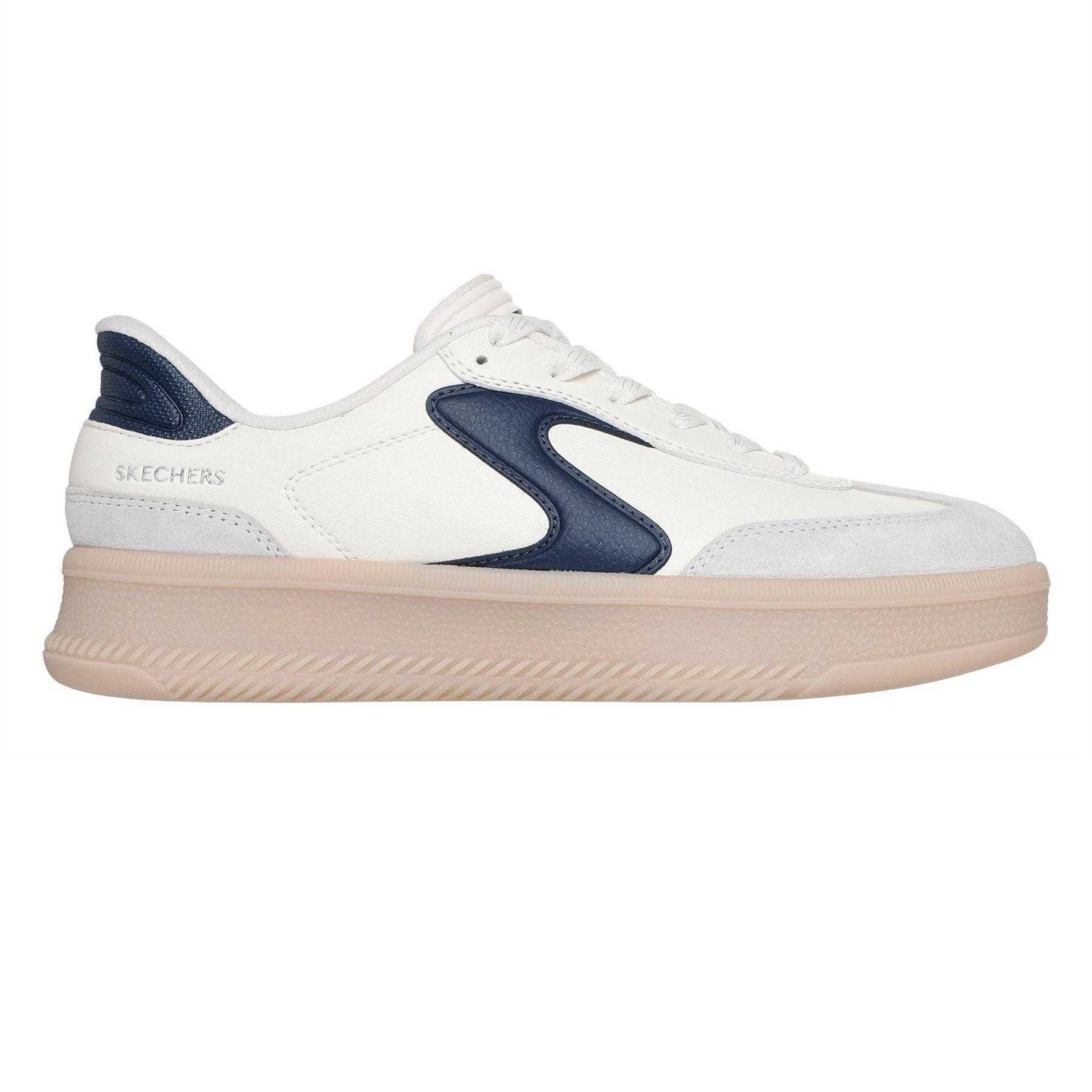 White-Navy - Front - Skechers Womens-Ladies Hotshot Leather Trainers