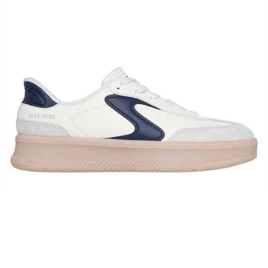 White-Navy - Front - Skechers Womens-Ladies Hotshot Leather Trainers