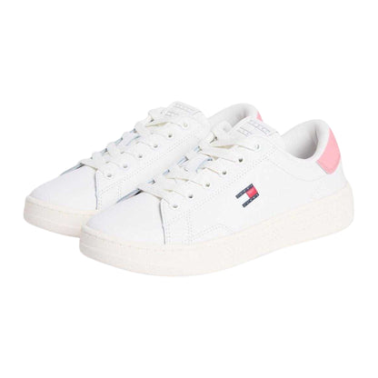 Ecru-Pink - Lifestyle - Tommy Jeans Womens-Ladies Script Leather Trainers