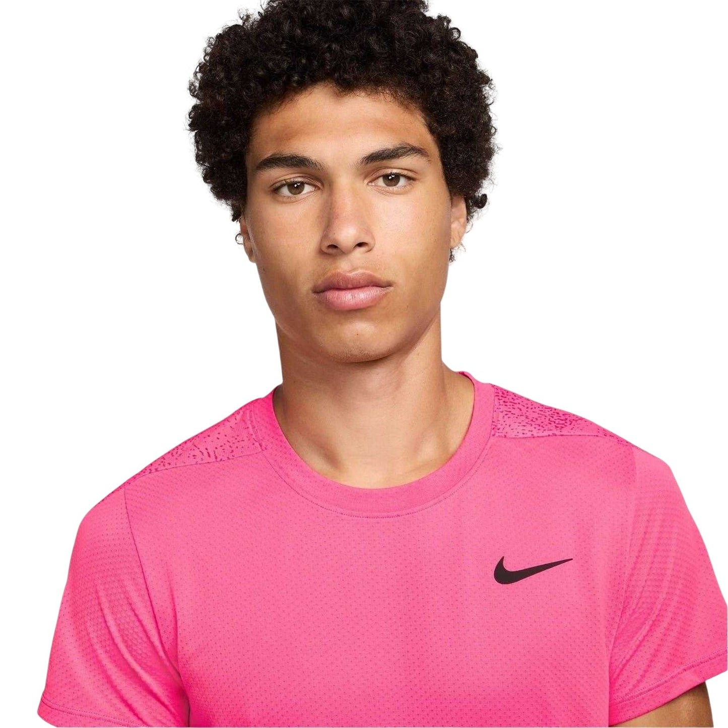 Hot Fushia-White - Side - Nike Mens Court Slam Dri-FIT T-Shirt