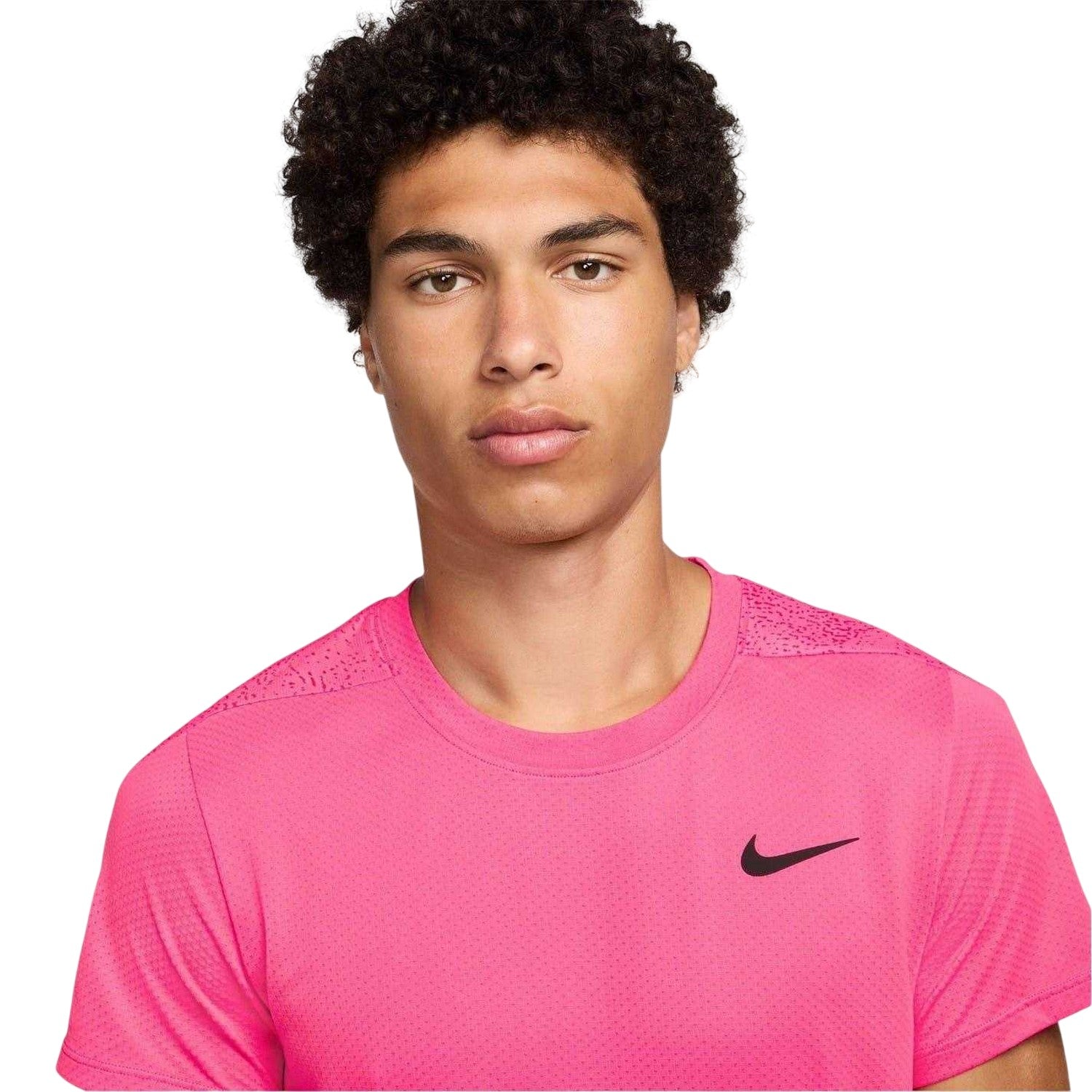 Hot Fushia-White - Side - Nike Mens Court Slam Dri-FIT T-Shirt