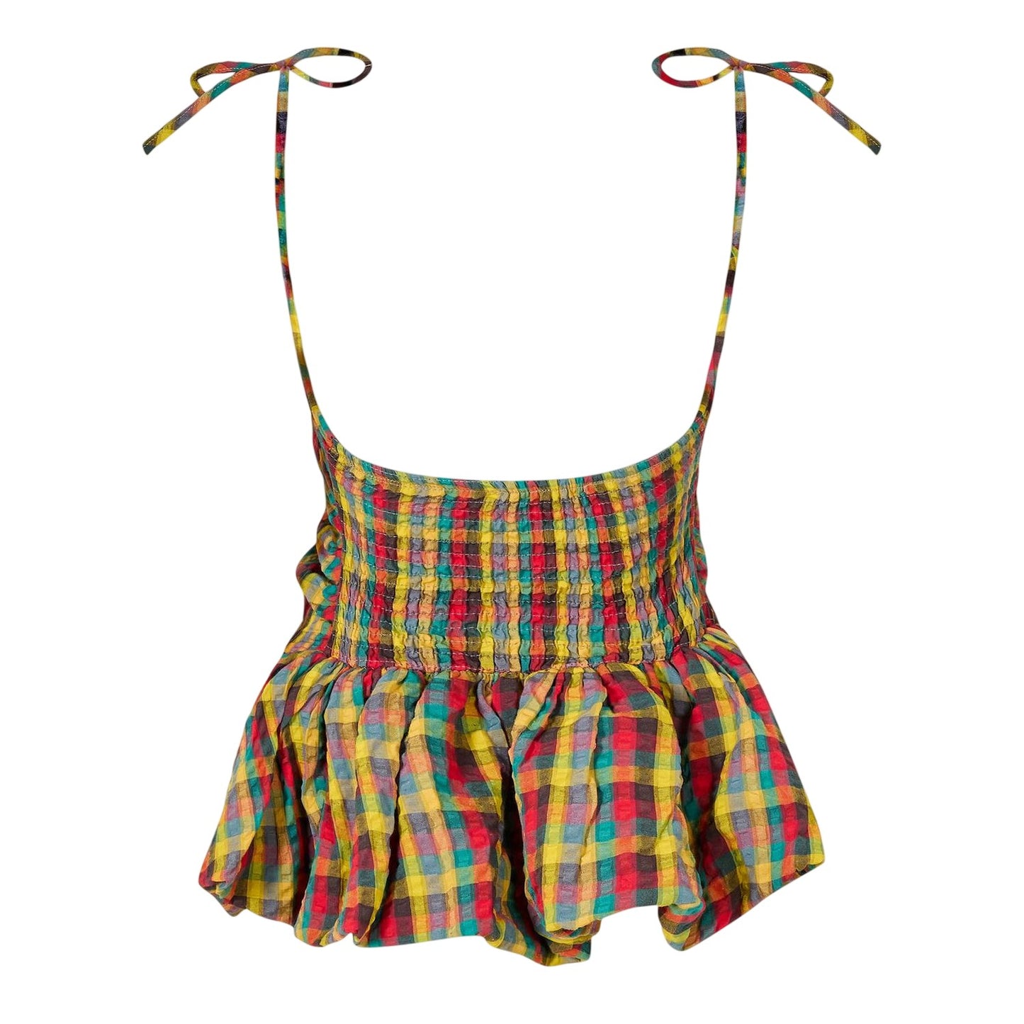 Red-Green - Back - AmyLynn Womens-Ladies Sabrina Plaid Peplum Tank Top