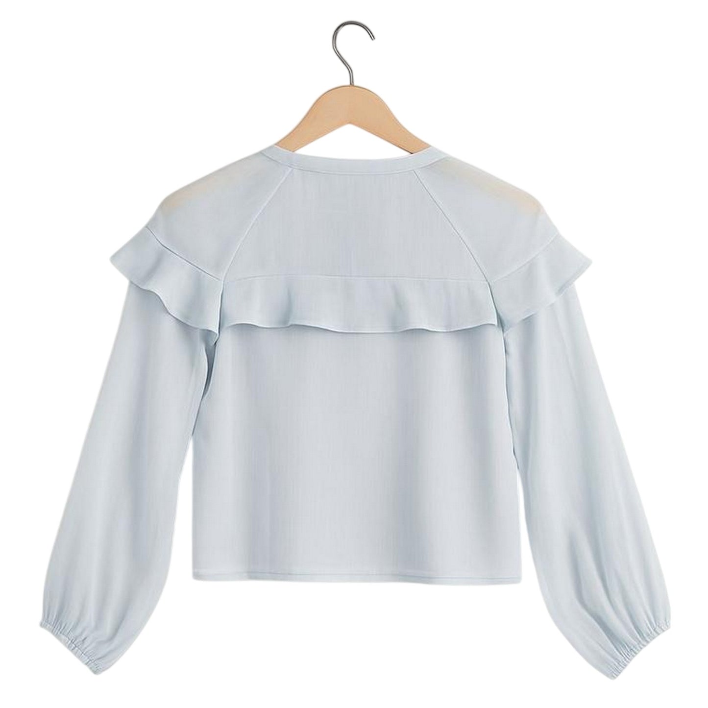 Blue - Back - I Saw It First Womens-Ladies Ruffled Long-Sleeved Blouse