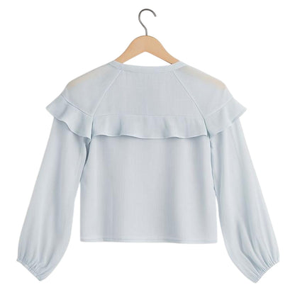 Blue - Back - I Saw It First Womens-Ladies Ruffled Long-Sleeved Blouse