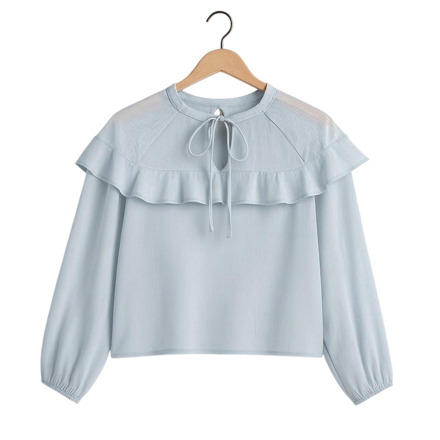 Blue - Front - I Saw It First Womens-Ladies Ruffled Long-Sleeved Blouse