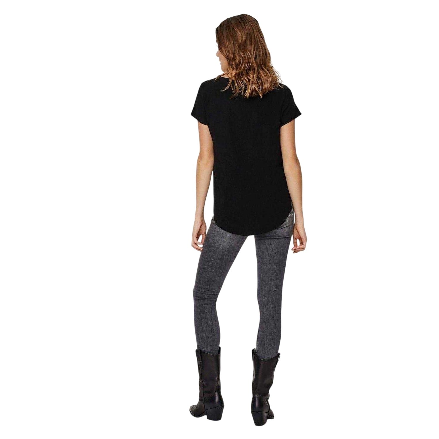 Black - Back - Vero Moda Womens-Ladies Crew Neck Short-Sleeved Blouse