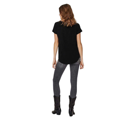 Black - Back - Vero Moda Womens-Ladies Crew Neck Short-Sleeved Blouse