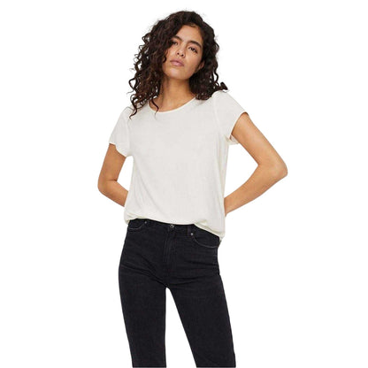 Snow White - Side - Vero Moda Womens-Ladies Crew Neck Short-Sleeved Blouse