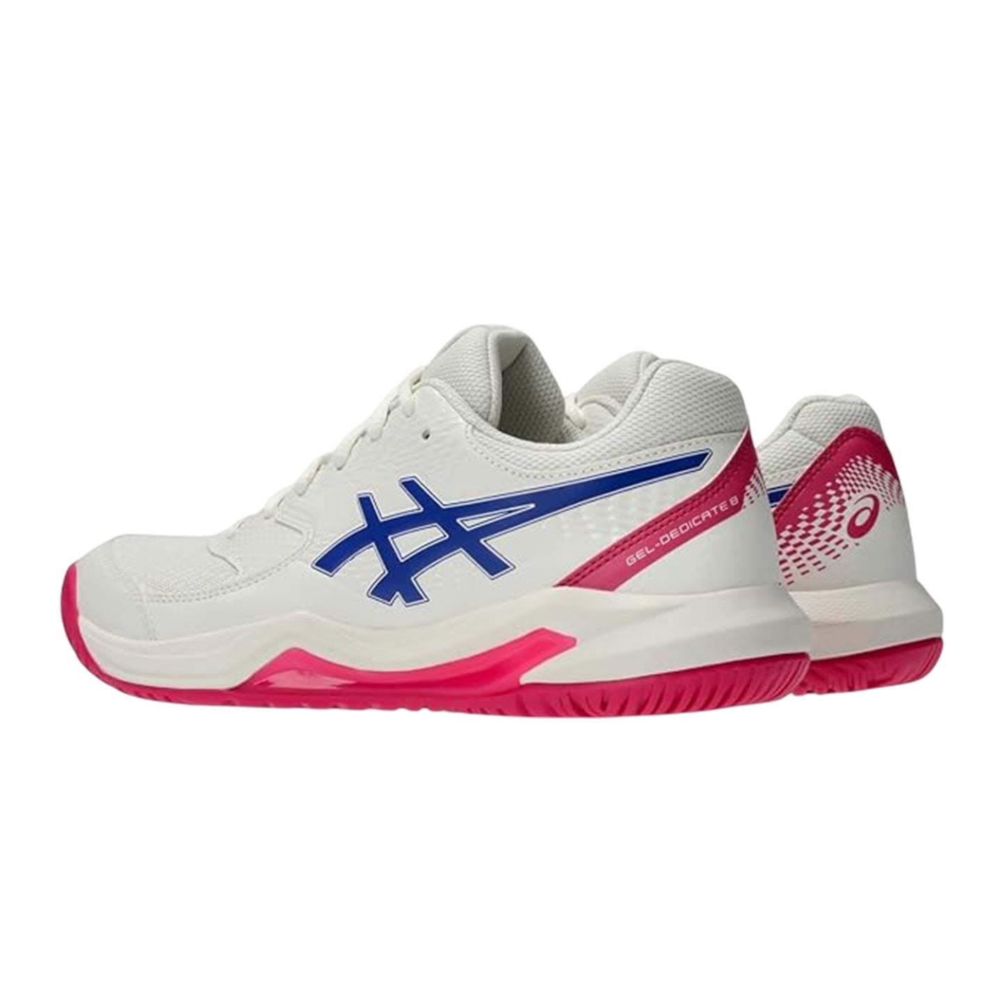 White-Crimson-Dark Cobalt - Back - Asics Womens-Ladies Dedicate Clay Tennis Shoes