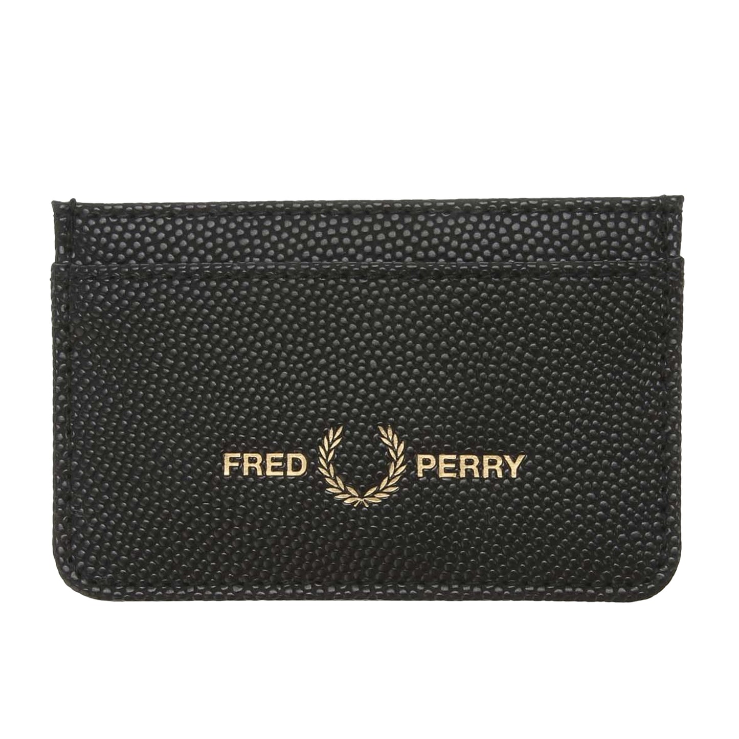 Black - Front - Fred Perry Scotch Grain Leather Card Holder