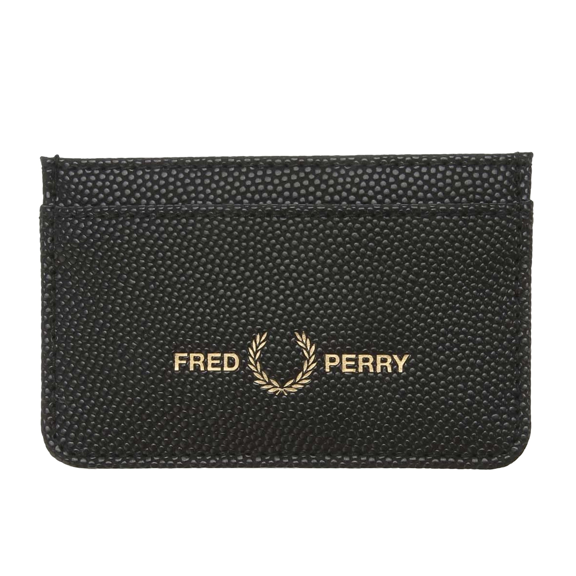 Black - Front - Fred Perry Scotch Grain Leather Card Holder