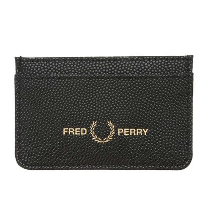 Black - Front - Fred Perry Scotch Grain Leather Card Holder