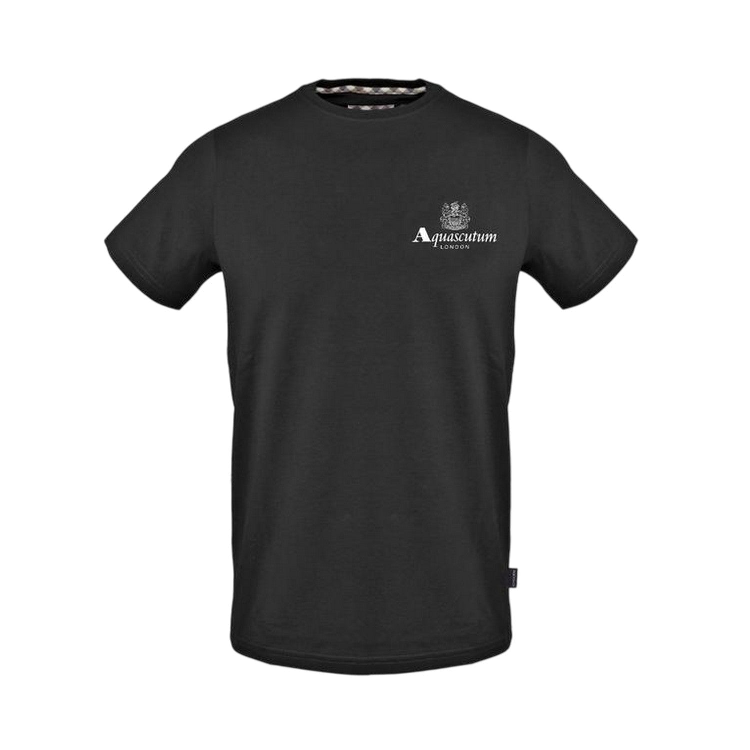 Black - Front - Aquascutum Mens Crew Neck Regular Short-Sleeved T-Shirt