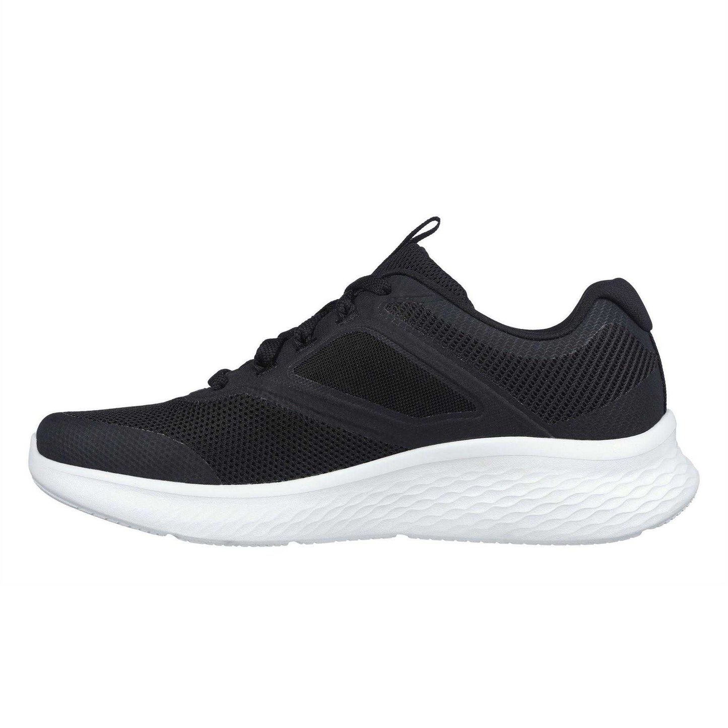 Black-White - Back - Skechers Womens-Ladies Hotmelt Mesh Lace Up Trainers