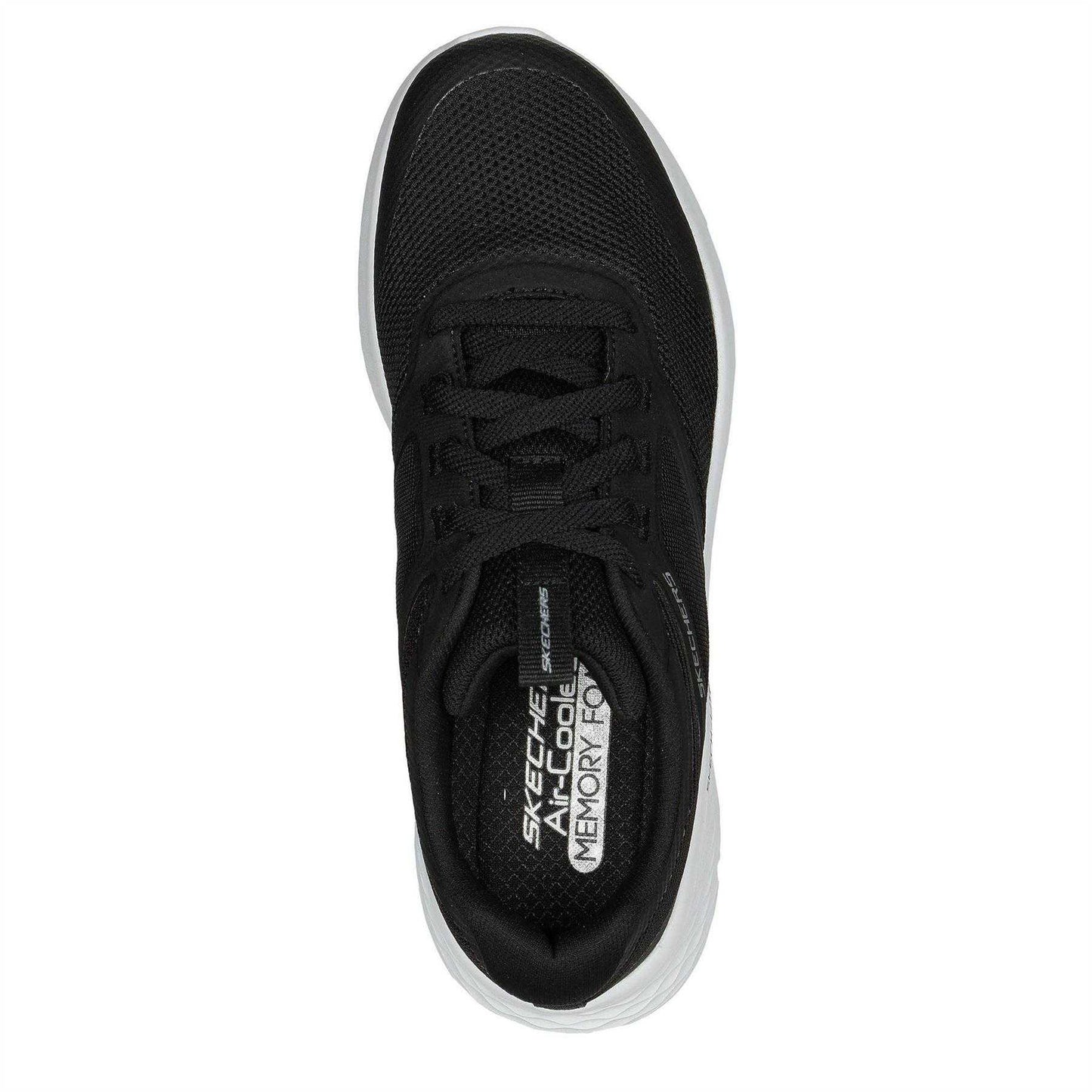 Black-White - Side - Skechers Womens-Ladies Hotmelt Mesh Lace Up Trainers