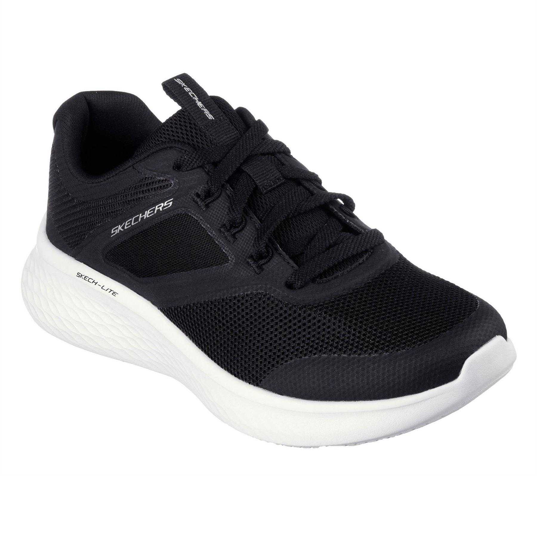 Black-White - Front - Skechers Womens-Ladies Hotmelt Mesh Lace Up Trainers