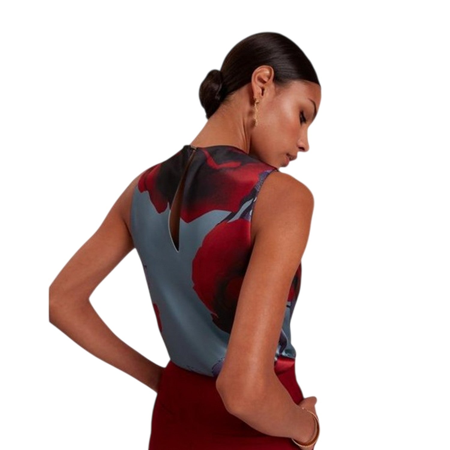 Light Blue - Back - Ted Baker Womens-Ladies Floral Cowl Neck Sleeveless Shell Blouse