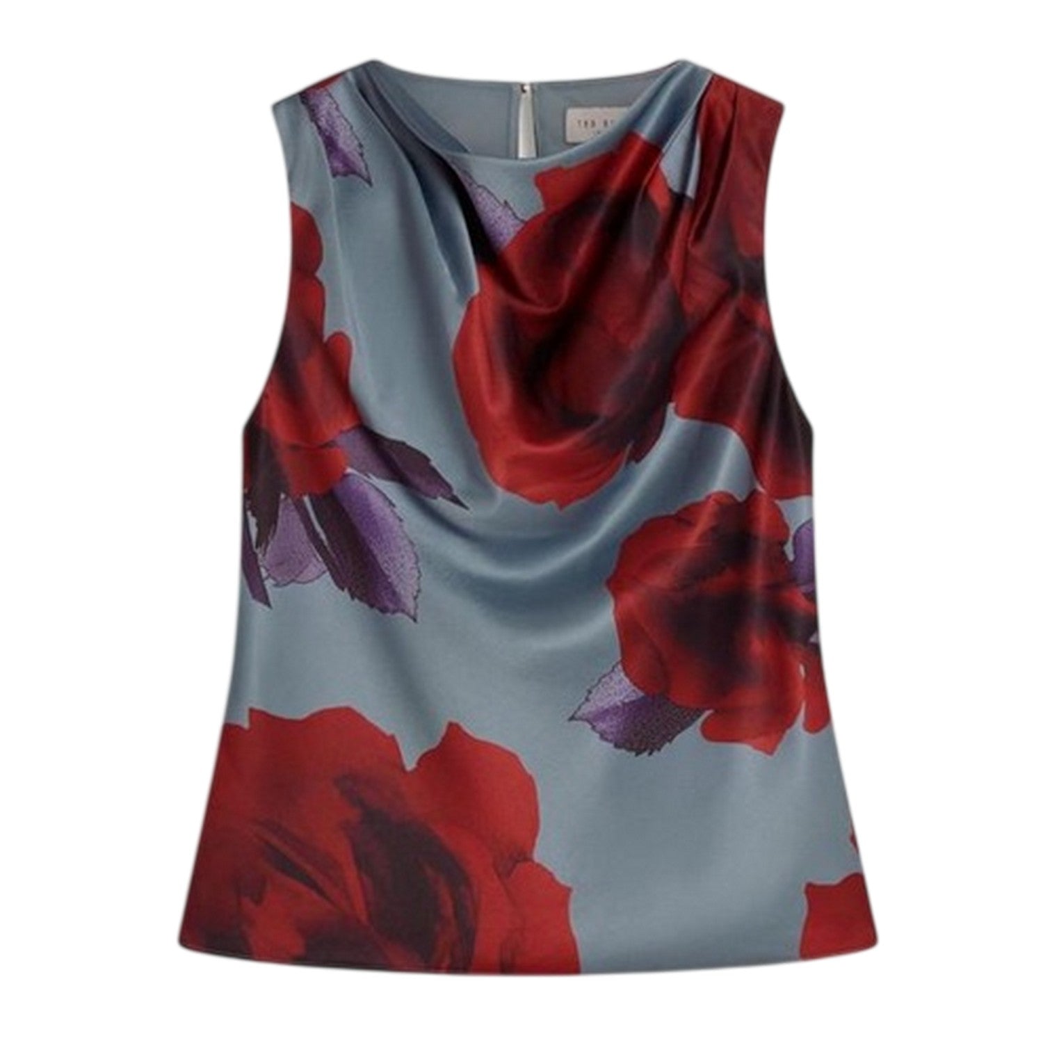Light Blue - Front - Ted Baker Womens-Ladies Floral Cowl Neck Sleeveless Shell Blouse