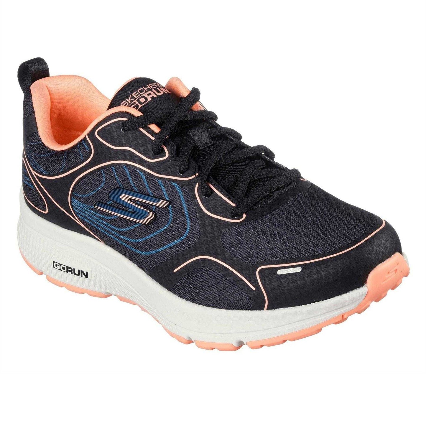 Black-Coral - Front - Skechers Womens-Ladies Everyday Neutral Road Shoes