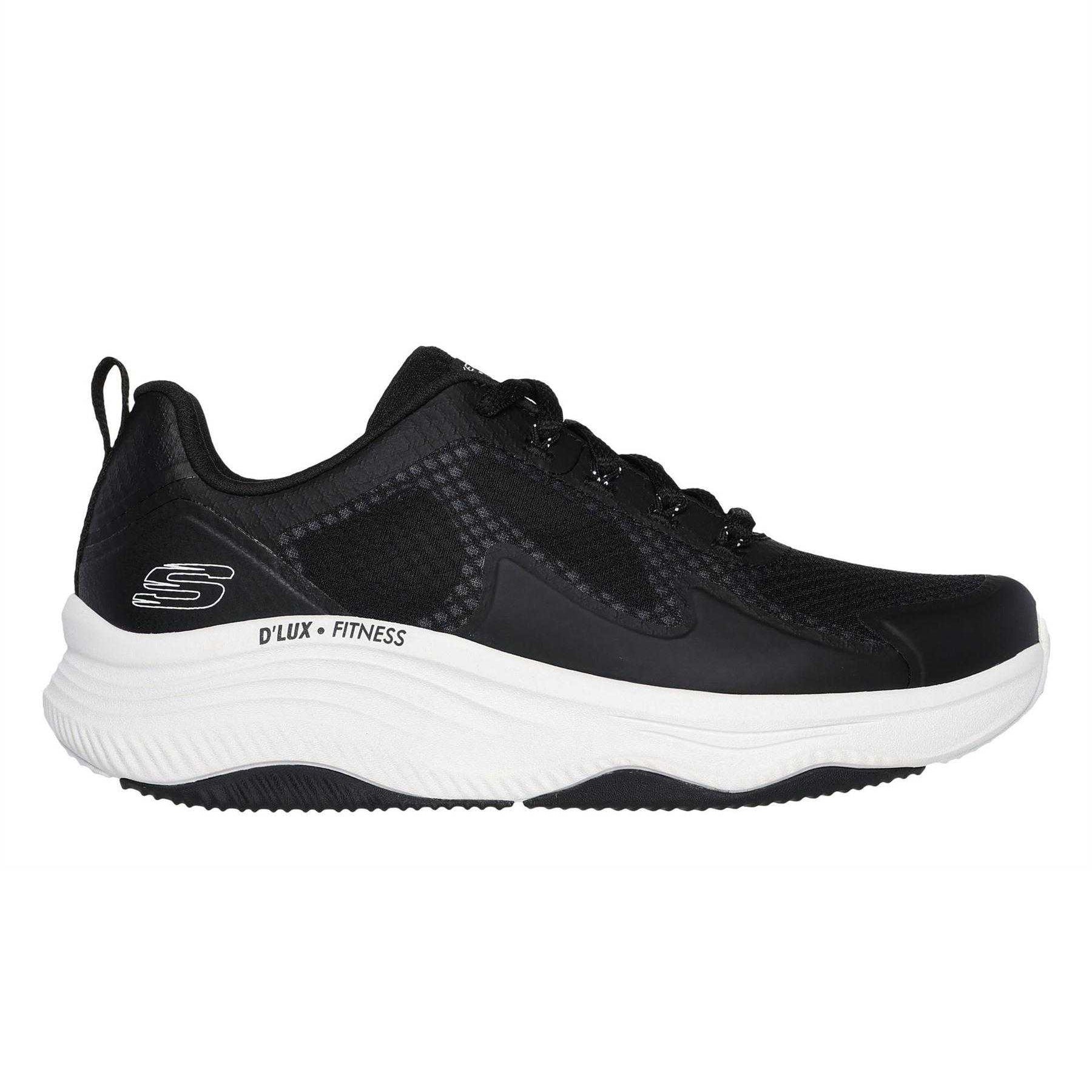 Black-White - Side - Skechers Womens-Ladies D´Lux Fitness Running Trainers