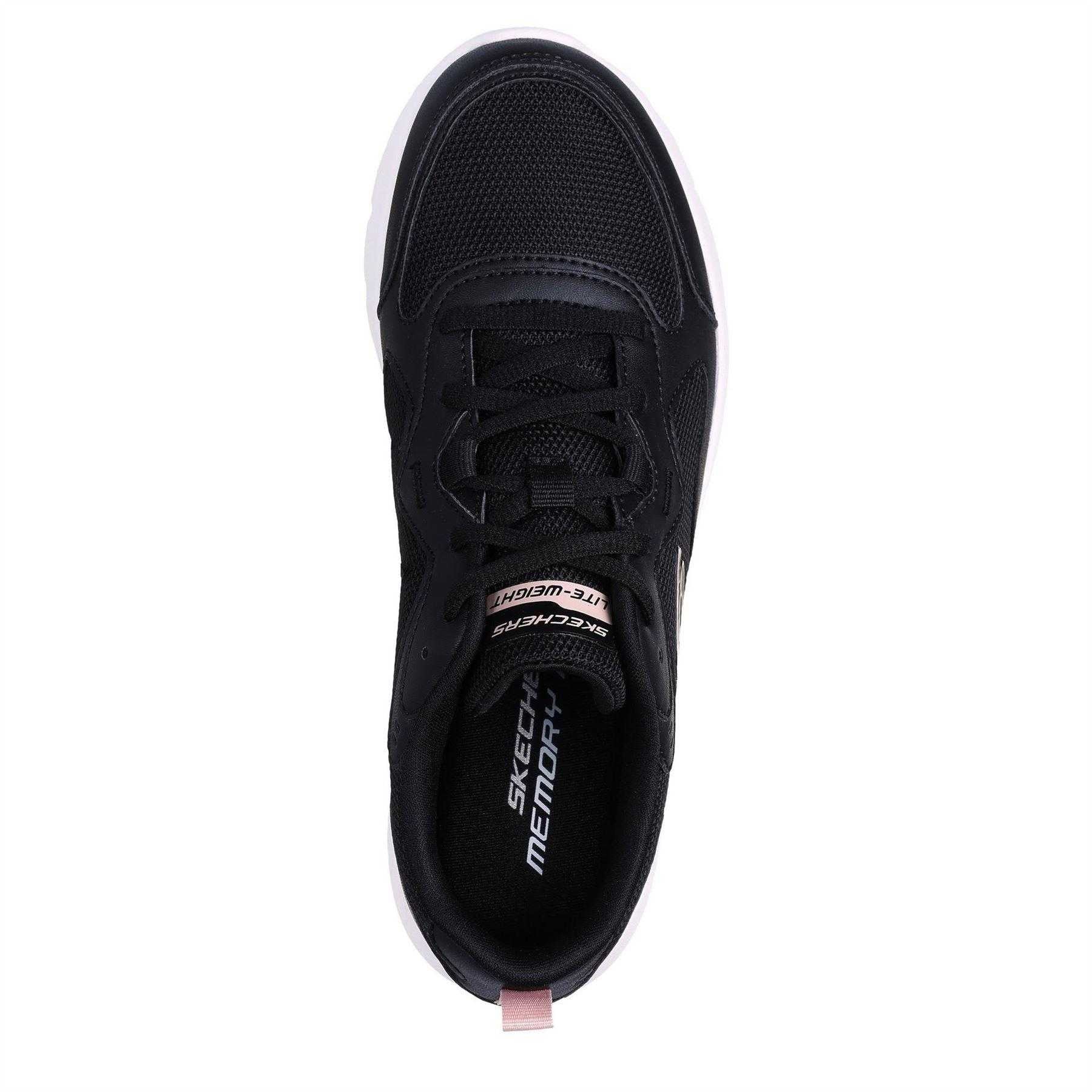 Black-Pink - Lifestyle - Skechers Womens-Ladies Dynamight 2.0 Mesh Trainers