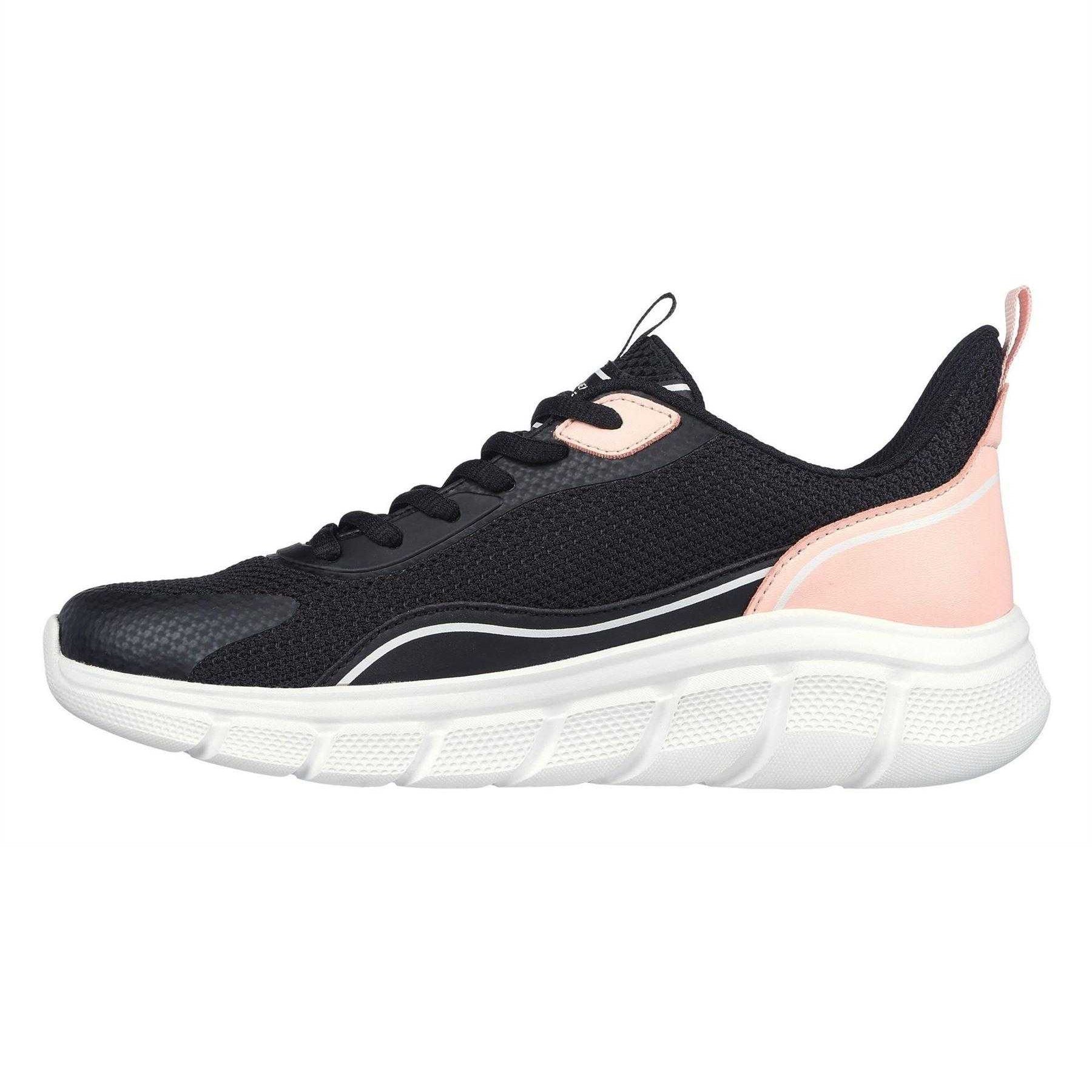 Black-Pink - Back - Skechers Womens-Ladies Bobs Flex Trainers