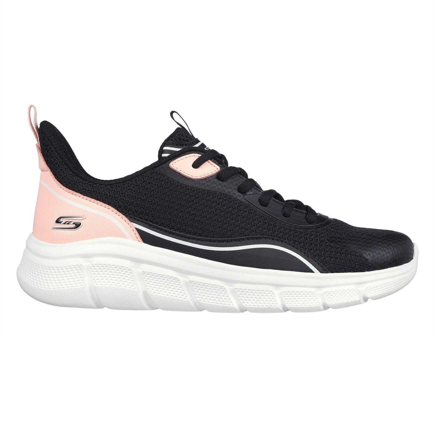 Black-Pink - Side - Skechers Womens-Ladies Bobs Flex Trainers