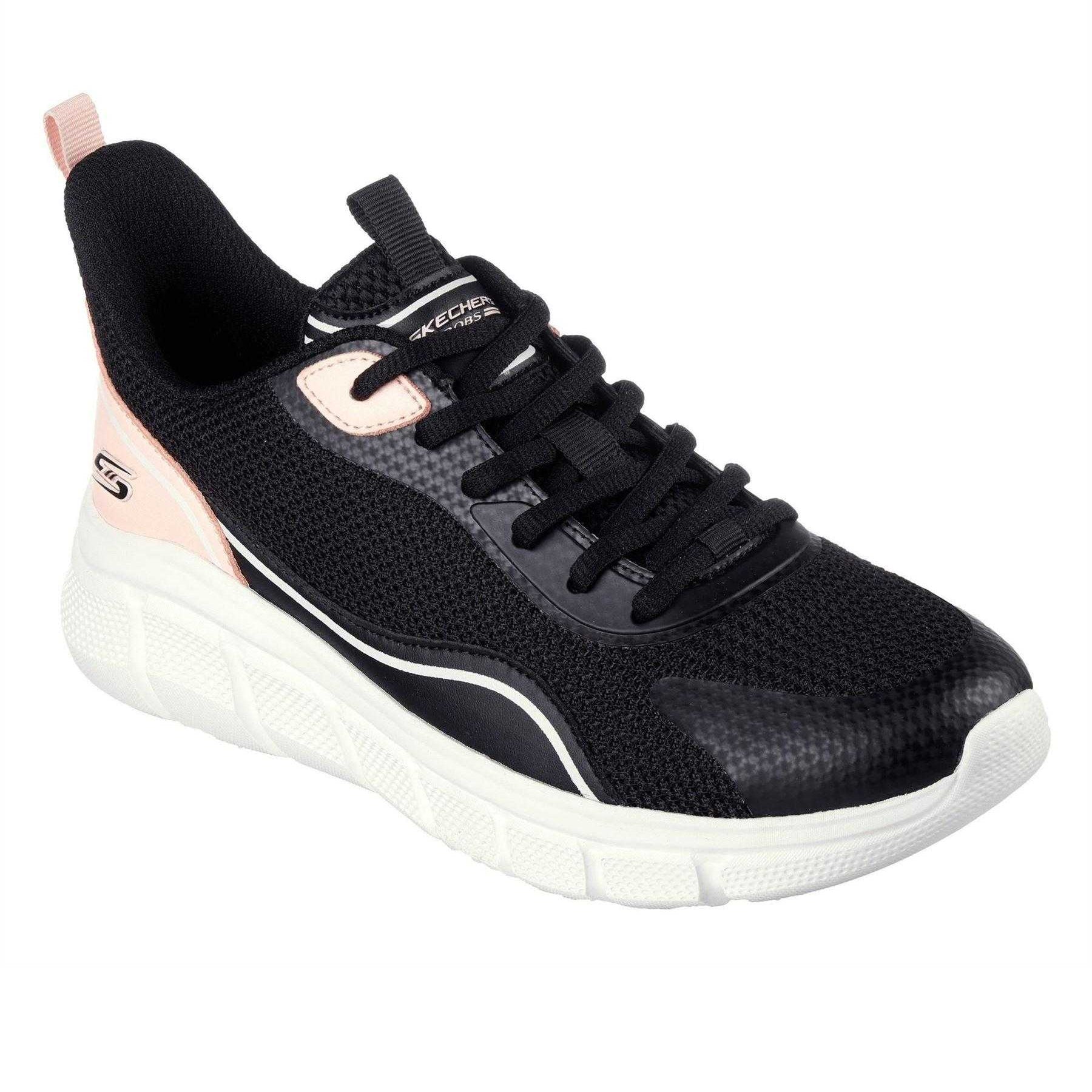 Black-Pink - Front - Skechers Womens-Ladies Bobs Flex Trainers