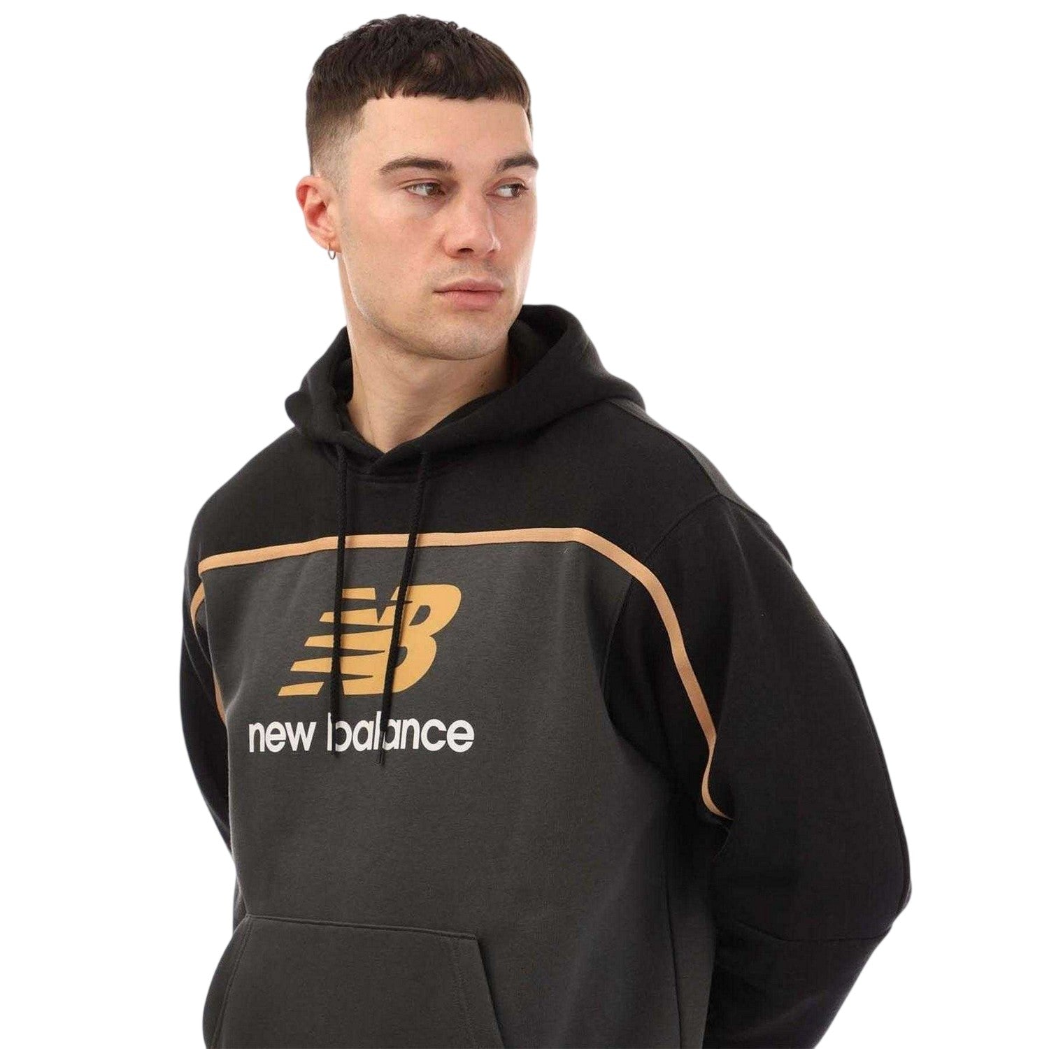 Black - Side - New Balance Mens Contrast Detail Cotton Blend Hoodie