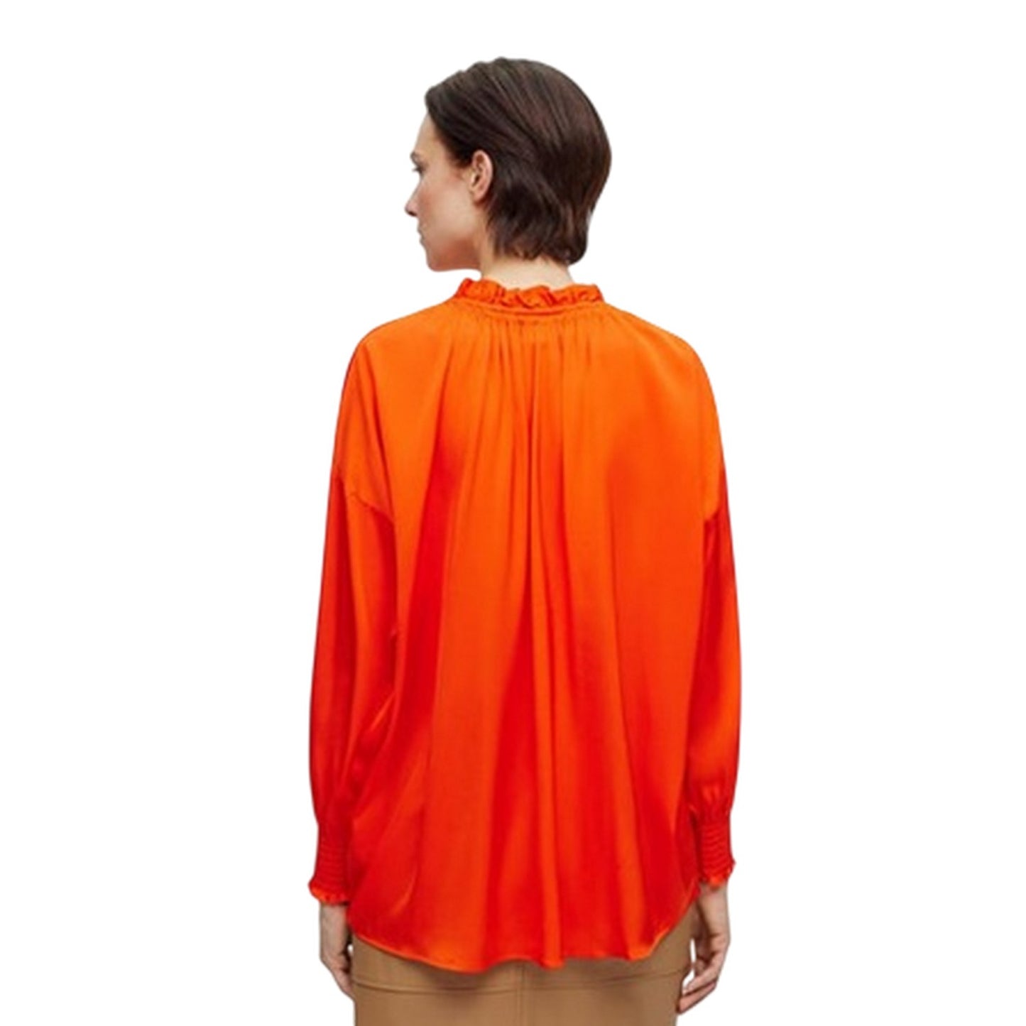 Bright Orange - Back - Boss Womens-Ladies Baratina Silk Blouse