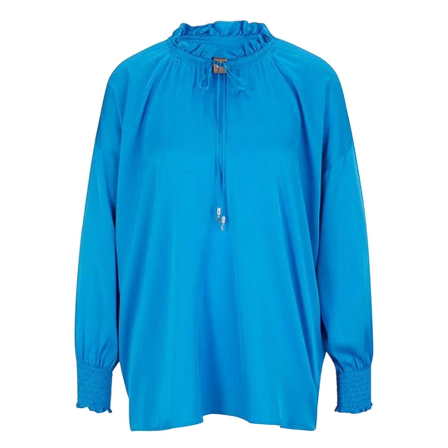 Bright Blue - Front - Boss Womens-Ladies Baratina Silk Blouse