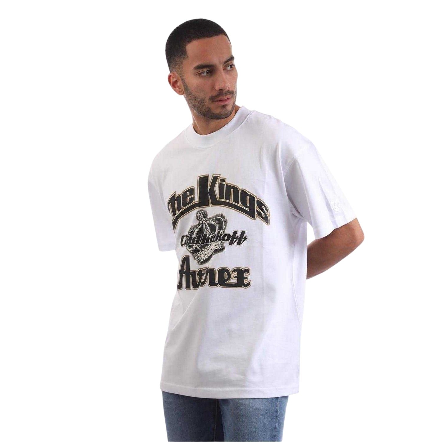 Black - Front - Avirex Mens Glendale Cotton Boyfriend T-Shirt