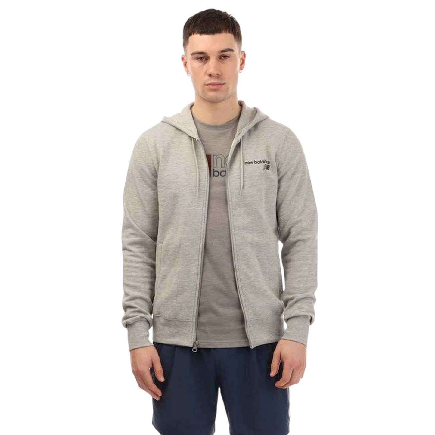 Grey - Front - New Balance Mens Classic Core Full Zip Hoodie