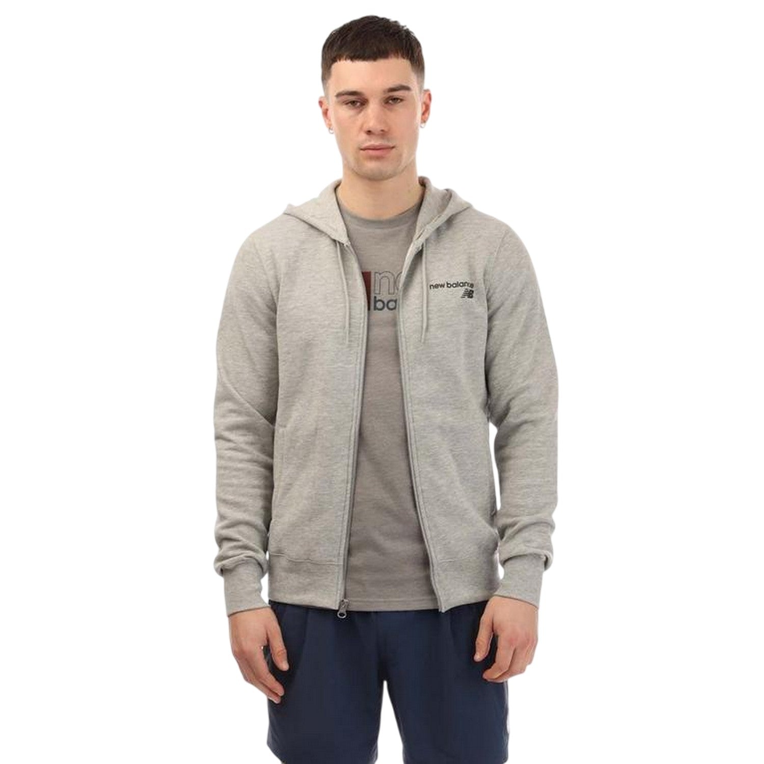Grey - Front - New Balance Mens Classic Core Full Zip Hoodie