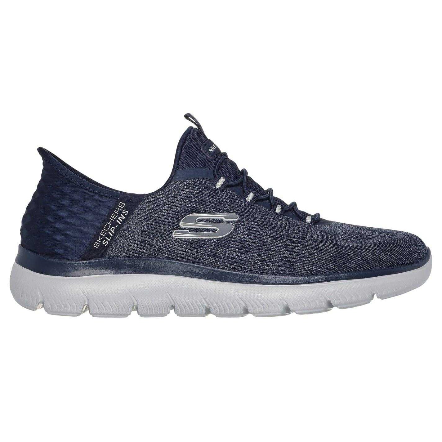 Navy - Lifestyle - Skechers Mens Summits Key Pace Mesh Slip-In Flat Trainers