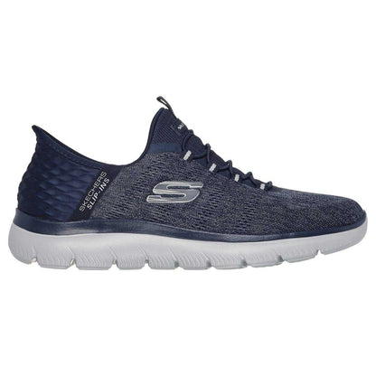 Navy - Lifestyle - Skechers Mens Summits Key Pace Mesh Slip-In Flat Trainers
