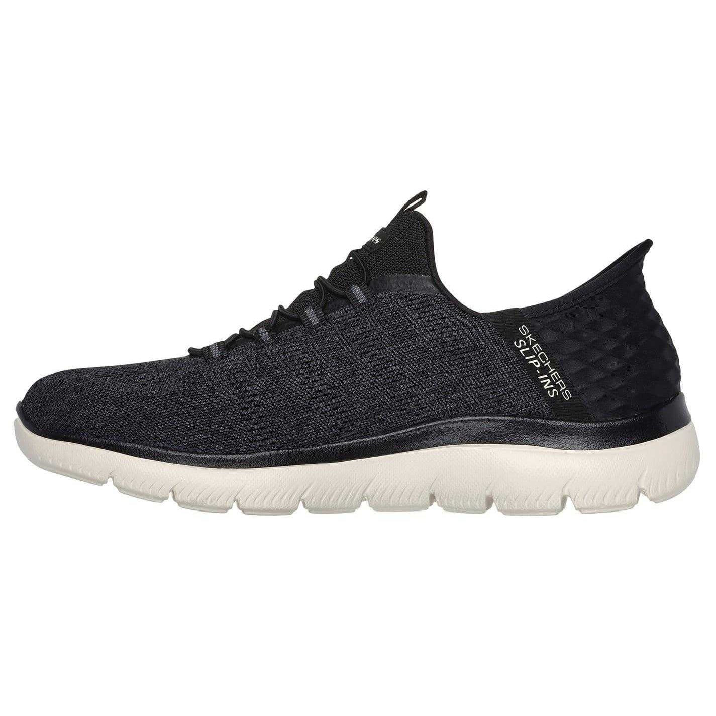 Black - Back - Skechers Mens Summits Key Pace Mesh Slip-In Flat Trainers