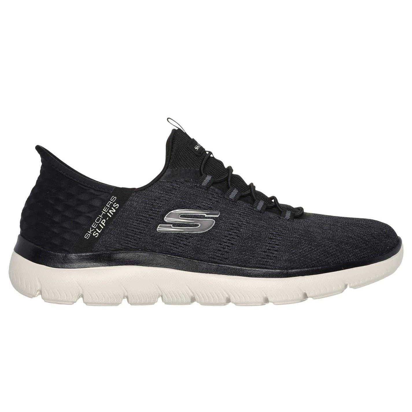 Black - Side - Skechers Mens Summits Key Pace Mesh Slip-In Flat Trainers