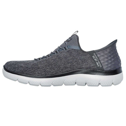 Charcoal - Back - Skechers Mens Summits Key Pace Mesh Slip-In Flat Trainers