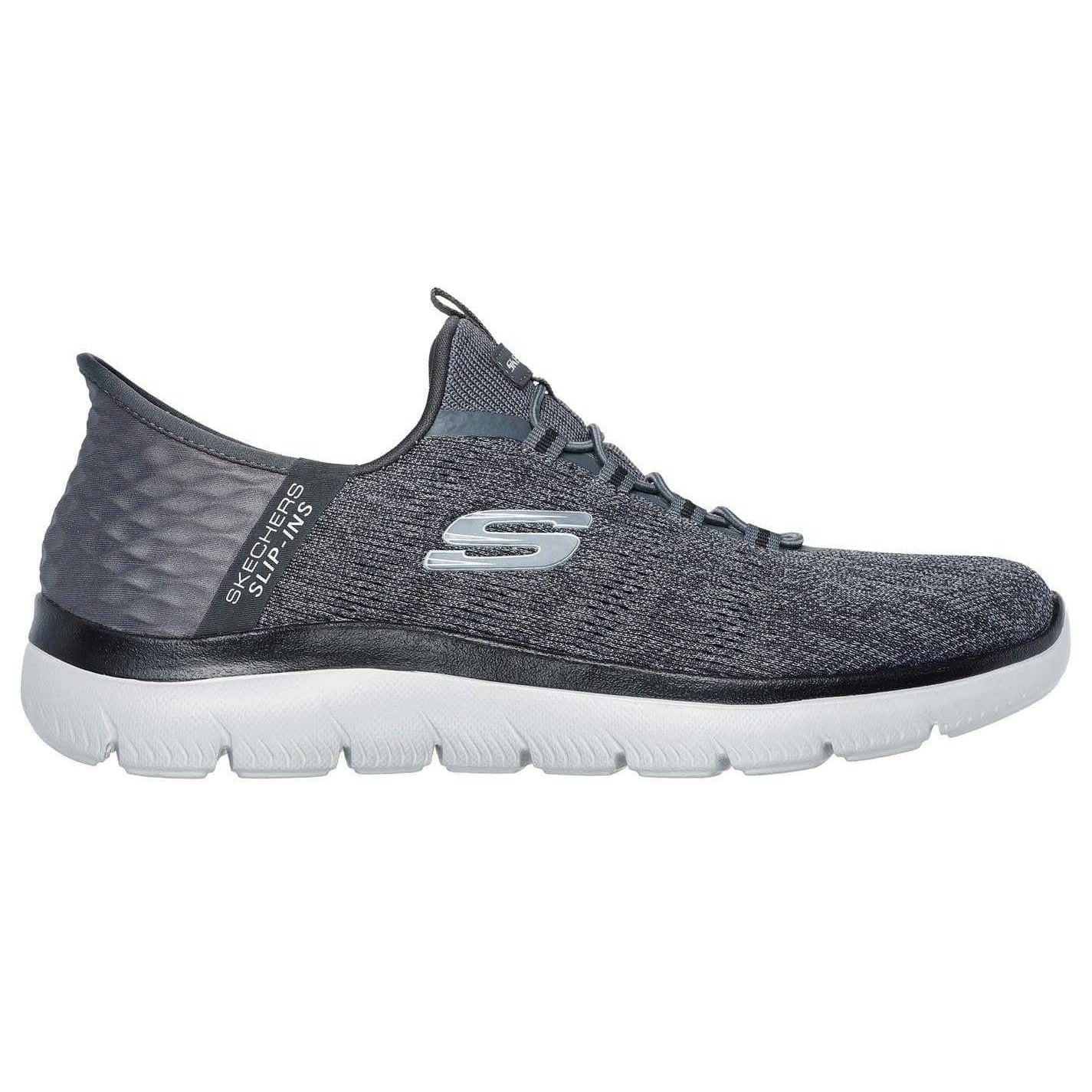 Charcoal - Side - Skechers Mens Summits Key Pace Mesh Slip-In Flat Trainers
