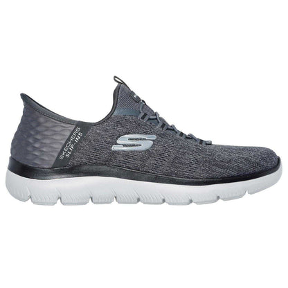 Charcoal - Side - Skechers Mens Summits Key Pace Mesh Slip-In Flat Trainers