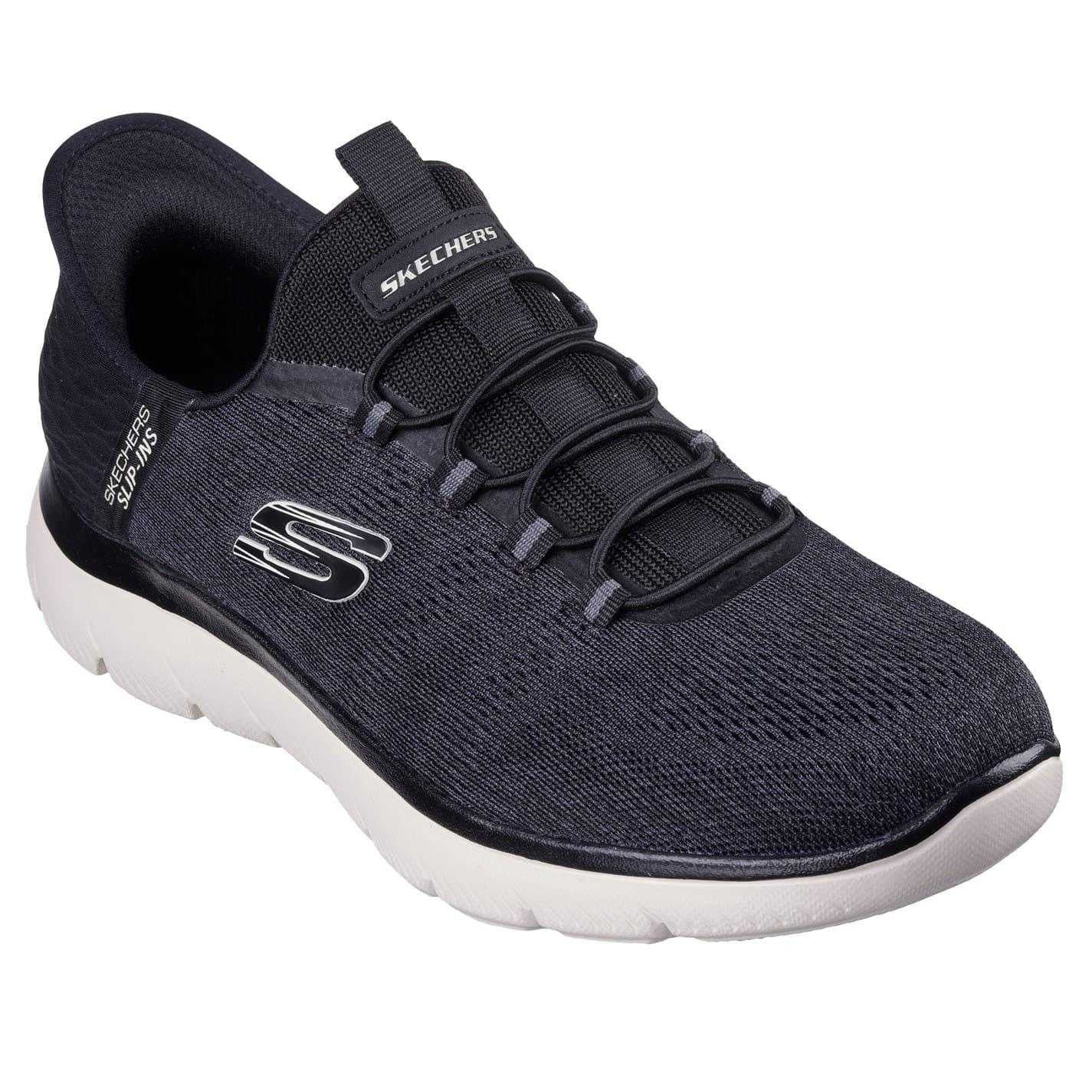 Black - Front - Skechers Mens Summits Key Pace Mesh Slip-In Flat Trainers
