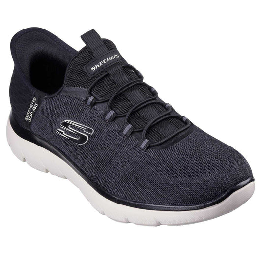 Black - Front - Skechers Mens Summits Key Pace Mesh Slip-In Flat Trainers