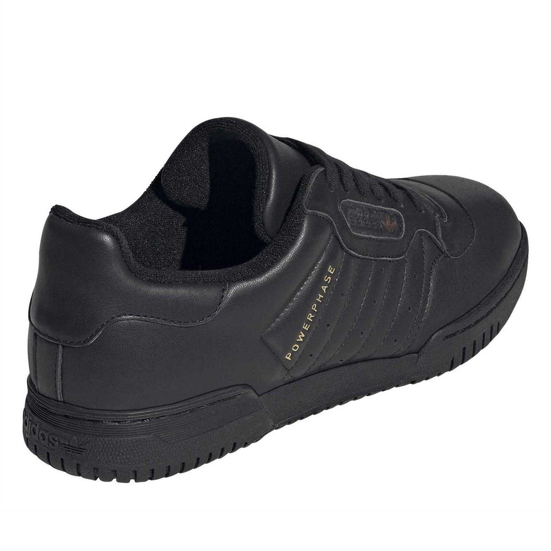 Core Black - Back - Adidas Childrens-Kids Powerphase Leather Trainers
